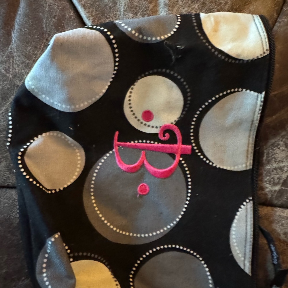Black and Gray Polka Dot Bag with Pink Accent